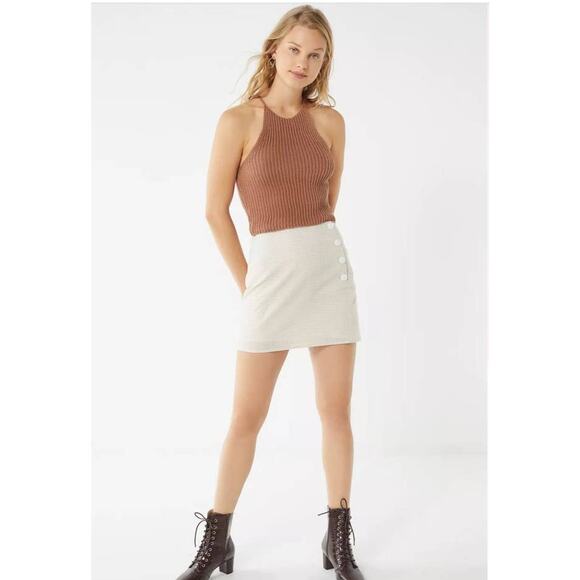 Urban Outfitters Mini Skirt Stockholm Side Button High Waist PlaidLg NWT
